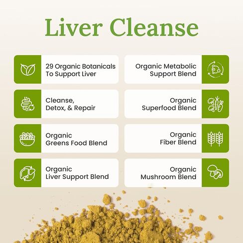 Daily Detox Greens Powder, Organic Superfood Supplement for Detox, Gut Health, Energy, Immune Support, Overall Wellness, Gluten Free Multivitamin Drink Mix, Vegan, Non GMO, 30 Servings in Saudi Arabia