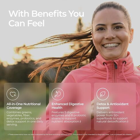 Livingood Daily Greens & Superfood Powder، الخضروات الفائقة لصحة الأمعاء، مسحوق العصير الأخضر مع سبيرولينا، شلوريلا، والإنزيمات الهاضمة، البروبيوتيك لدعم الجهاز الهضمي، الشوكولاتة، 30 حصة in Saudi Arabia