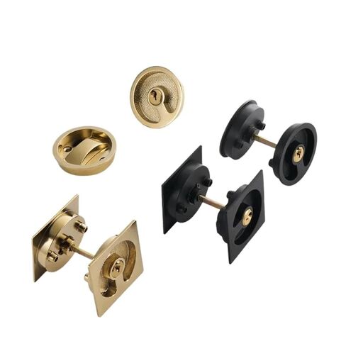 Dooroom Brass Sliding Door Handle Lock Set Wood Gold Matt Black 1Pcs(D190-QBCF) in Saudi Arabia