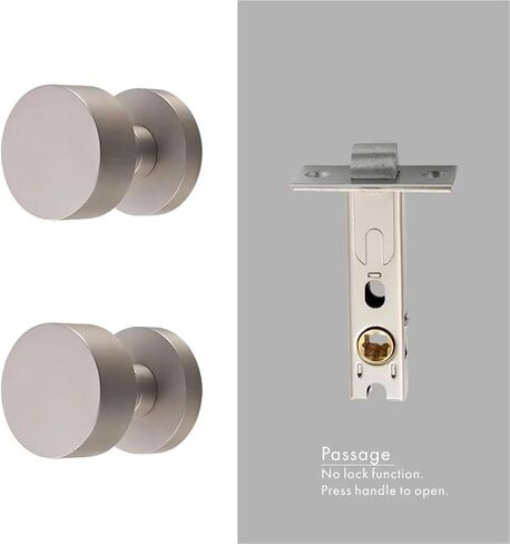 Brass Door Lock Set Black Interior Double Wood Lever Handle 1Pcs(Passage-SN) in Saudi Arabia