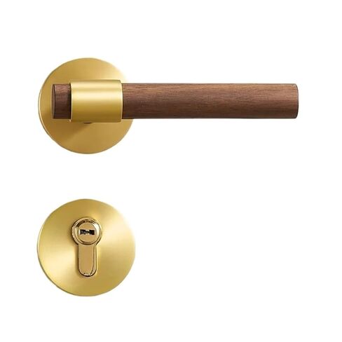 Dooroom Brass Walnut Door Lock Set Double Wood Lever Handle 1Pcs(BK-A308B-210MU-SB) in Saudi Arabia