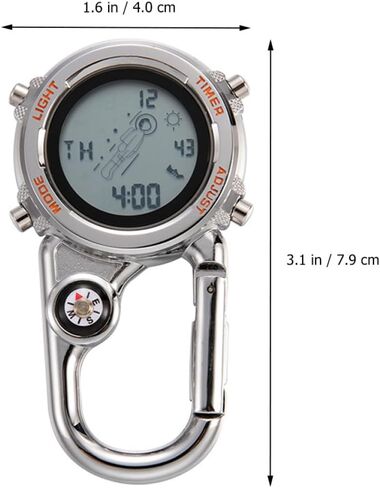 ساعة جيب بحلقة تسلق مع بوصلة، ساعة رقمية متعددة الوظائف للتسلق والرياضات الخارجية، حقيبة ظهر خفيفة الوزن للجنسين باللون البرتقالي in Kuwait