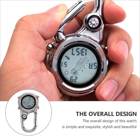 ساعة جيب بحلقة تسلق مع بوصلة، ساعة رقمية متعددة الوظائف للتسلق والرياضات الخارجية، حقيبة ظهر خفيفة الوزن للجنسين باللون البرتقالي in Kuwait