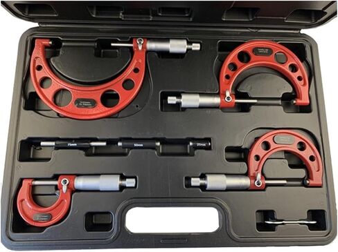 0-25mm-50mm-75mm-100mm Outside Micrometer Set with Standards Ratchet Stop 0-100mm Range 0.01mm Graduation (4 Piece Set) in Saudi Arabia
