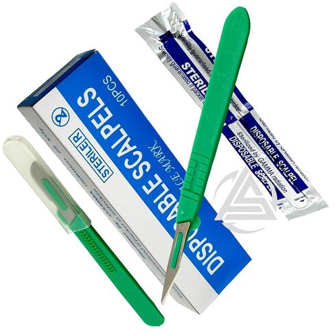 Sterile #11 Disposable Scalpels with Plastic Handle and Measuring Ruler Feature (0cm to 6cm) Individually Foil Wrapped (5) in Saudi Arabia
