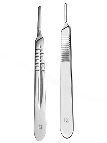 Scalpel Handle Flat Design, Plain with Grip Grooves - Stainless Steel Scalpel Handle - for Taxidermy, Crafts, Wood Carving, Wax Carving, and More. Blades Not Included (2, Handle #3 + Handle #4) in Kuwait