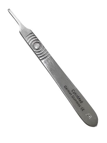 Scalpel Handle NO. 3 & Scalpel Handle NO. 4 - with Measuring Scale + Plain (No Scale) - Set of 4 - Stainless Steel Dissecting Handle Only in Saudi Arabia
