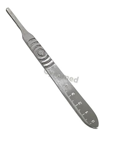 Scalpel Handle NO. 3 & Scalpel Handle NO. 4 - with Measuring Scale + Plain (No Scale) - Set of 4 - Stainless Steel Dissecting Handle Only in Saudi Arabia