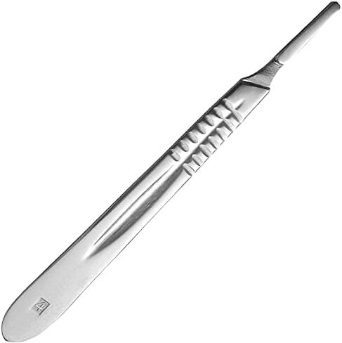 Scalpel Handle NO. 3 & Scalpel Handle NO. 4 - with Measuring Scale + Plain (No Scale) - Set of 4 - Stainless Steel Dissecting Handle Only in Saudi Arabia