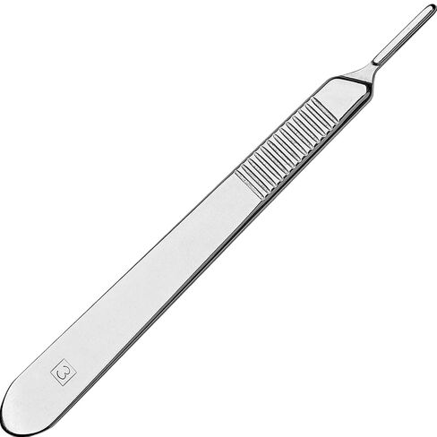 Scalpel Handle NO. 3 & Scalpel Handle NO. 4 - with Measuring Scale + Plain (No Scale) - Set of 4 - Stainless Steel Dissecting Handle Only in Saudi Arabia
