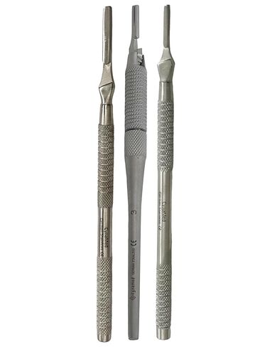 Scalpel Handle #3 with Adjustable 7-Way Head + Premium Round Design Scalpel #3 + #4 - German Stainless Steel - Hobby Knife Handle, Lab Instruments (3 Pack) in Saudi Arabia