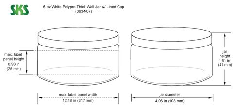 6 oz White Polypro Thick Wall Jars w/Lined Caps in Kuwait
