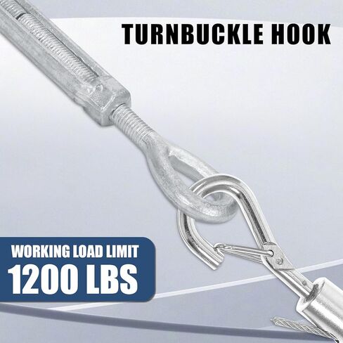 3/8 Inch X 6" Galvanized Turnbuckle Hook,Heavy Duty Stainless Steel Swivel Eye and Eye Turnbuckle,1200 LBS Working Load Limit,Suitable for Industrial and Construction Applications(4 Pack) in Kuwait