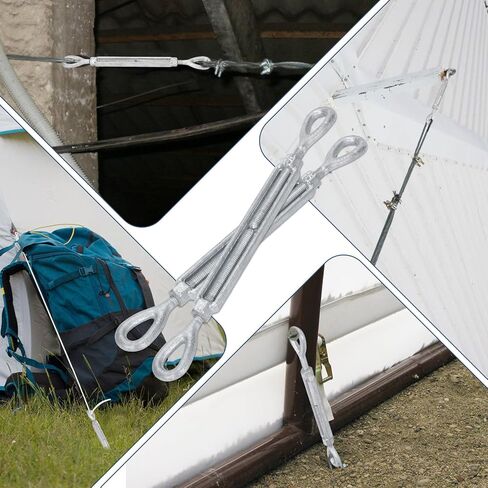 3/8 Inch X 6" Galvanized Turnbuckle Hook,Heavy Duty Stainless Steel Swivel Eye and Eye Turnbuckle,1200 LBS Working Load Limit,Suitable for Industrial and Construction Applications(4 Pack) in Kuwait