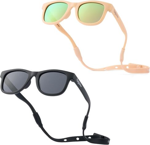 Polarized Baby Sunglasses With Strap - Unbreakable Flexible Infant Sunglasses For Toddlers Newborns 0-24 Months in Kuwait