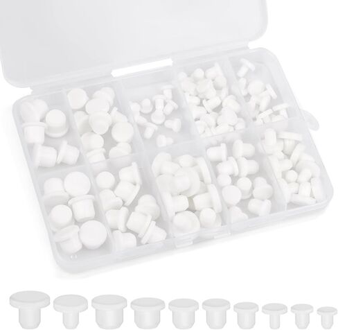 100PCS Silicone Rubber Tapered Plug, Coldairsoap Black T-Type Hole Plug High Temp 10 Sizes for Round Hole Plugs, Spraying, Powder Coating, Painting Waterproof Sealing Protection (Black) in Saudi Arabia