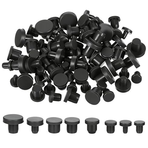 80 Pcs Rubber Plugs, Black 8 Sizes Rubber Stoppers Plugs Portable Waterproof Silicone Button Hole End Covers High Flexible Rubbers Drain Plug for Pipe Bottles Flower Pots Test Tubes in Kuwait
