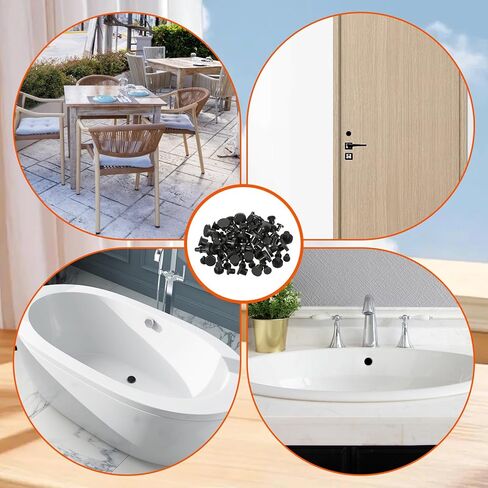 80 Pcs Rubber Plugs, Black 8 Sizes Rubber Stoppers Plugs Portable Waterproof Silicone Button Hole End Covers High Flexible Rubbers Drain Plug for Pipe Bottles Flower Pots Test Tubes in Kuwait