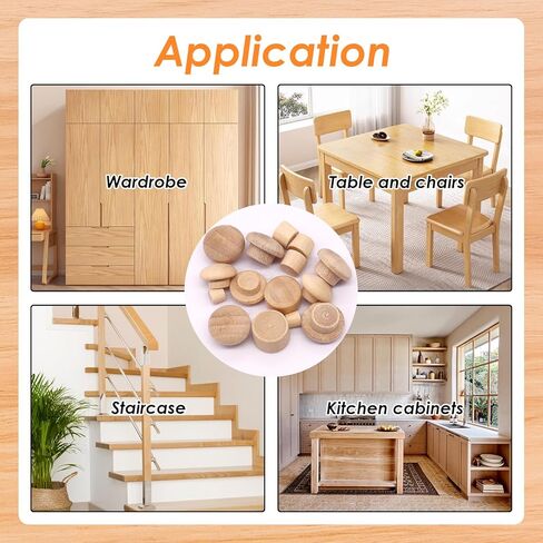 Tnisesm 230Pcs Wood Plugs 1/2" 3/8" 5/16" 3/16" Hole Plugs Button Plugs 2 Styles Button Screw Covers Assortment Kit Mushroom & Flush Wood Caps in Kuwait