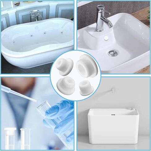 32 PCS Bathtub Jet Covers Silicone Hole Plug Waterproof Tube Plugs White 4 Sizes Bathtub Plug Fit for 12mm 14mm 16mm 22-23mm Bathtub Hole in Kuwait