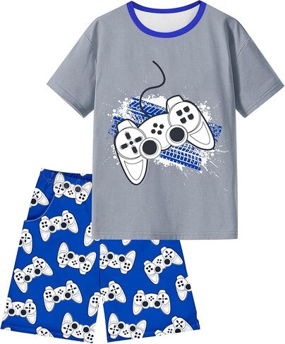 PASHOP Boys Summer Pajamas Short Sleeve Pajamas Shorts Set 2 Piece Summer Kids Pjs Sleepwear Sets in Kuwait