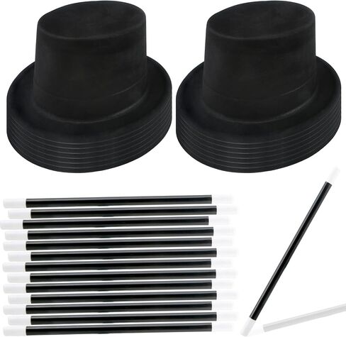 14 PCS البلاستيك بريق أعلى القبعات مع 14 PCS الساحرة العصا أعلى القبعات الساحرة الساحرة القبعات الساحرة للرجال in Kuwait