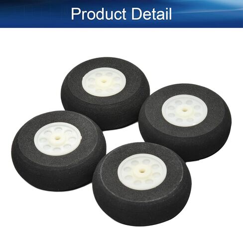 Heyiarbeit 4pcs 1.97" RC Model Airplane Foam Wheel Replacement for DIY RC Remote Plane Aircraft Grill Wheel with Plastic Hub Black White in Saudi Arabia