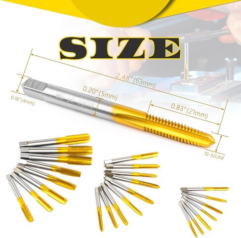 3Pcs 10-32 UNF Thread Tap Set,Right Hand 10-32 UNC M2 HSS Thread Milling Tap,Taper+Plug+Bottom Threading Hand Tap in Saudi Arabia