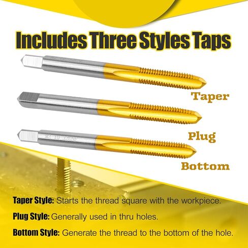3Pcs 10-32 UNF Thread Tap Set,Right Hand 10-32 UNC M2 HSS Thread Milling Tap,Taper+Plug+Bottom Threading Hand Tap in Saudi Arabia