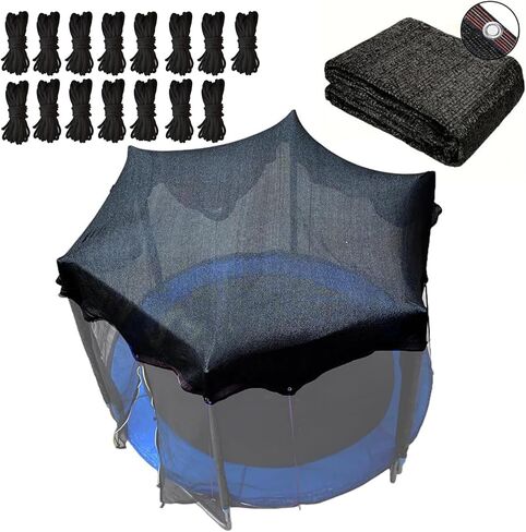 Trampoline Shade Cover 90% Shading Ratio Black Sunshade Tent Top Cover 10ft 12ft 14ft for Round Trampoline, Easy to Install for Backyard Playground, Sunproof Net for Outdoor, Tent Only (Fits 10-12FT) in Kuwait