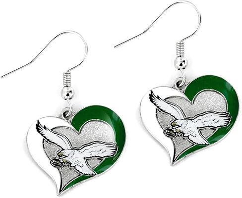 NFL Philadelphia Eagles Retro White Eagle Swirl Heart Earrings in Kuwait