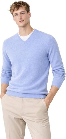 State Cashmere Men's Essential V-Neck Sweater 100% Pure Cashmere Classic Long Sleeve Pullover in Kuwait