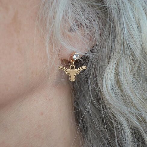 Texas Longhorns Lydia Gold Earrings Jewelry Gift Licensed UT in Saudi Arabia