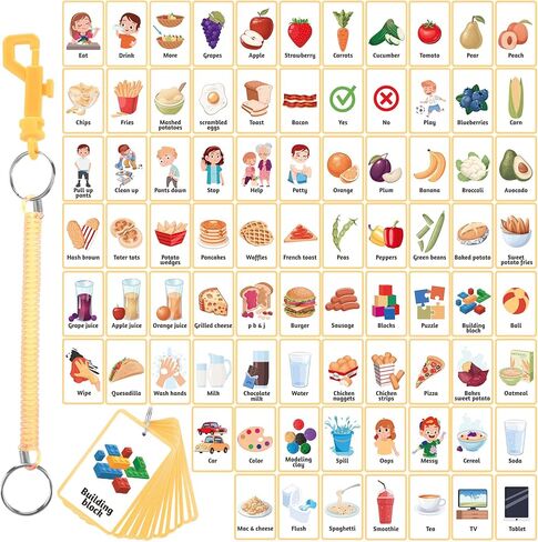 81 Pcs Autism Communication Cards Nonverbal Communication Board Autism Flashcards with Retractable Plastic Spring Cord Keychain Special Needs Speech Delay Autism Materials(Blue) in Kuwait