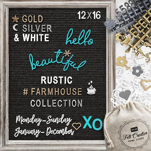 Rustic Felt Letter Board Bundle Farmhouse Vintage Barn Wood Frame and Stand by Felt Creative Home Goods Changeable Message Memo Board 700+ Letter Set Numbers (Natural Wood, 10x10 Inches) in Kuwait