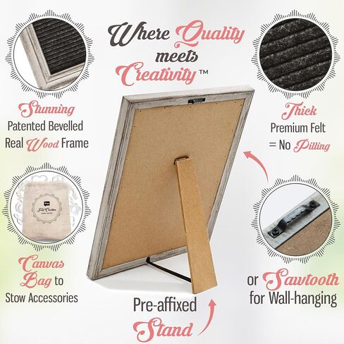 Rustic Felt Letter Board Bundle Farmhouse Vintage Barn Wood Frame and Stand by Felt Creative Home Goods Changeable Message Memo Board 700+ Letter Set Numbers (Natural Wood, 10x10 Inches) in Kuwait