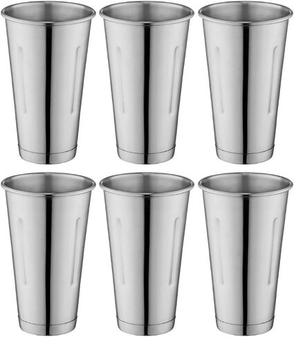 Soro Essentials- 30 oz. Stainless Steel Malt Milkshake Mixing Cup Set of 6- Milkshake Cups Immersion Hand Blender Malt Cups Stackable Chilling Glasses Cocktail Mixing Cups for Home Bar Restaurants in Saudi Arabia