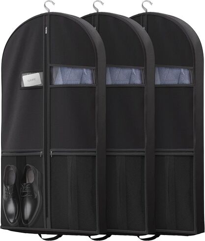 43" Travel Garment Bag with Accessories Zipper Pocket, Heavy Duty Suit Bag for Suits, Tuxedos, Dresses, Coats, Black, 1 pack in Kuwait