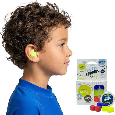 Earvolution Original Putty Buddies Ear Plugs for Swimming - Invented by an Ear Physician - Moldable, Premium Silicone Ear Plugs - One Size - Waterproof - Made in The USA - 3 Pair Pack in Saudi Arabia