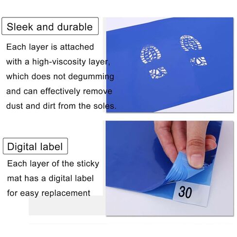 Sticky Mat Tearable Sole Sticky Mat 60x90CM Clean Room Workshop Foot Dustproof Clean Dust Removal Mat(Clear,45x60cm/17.7x23.6in) in Saudi Arabia