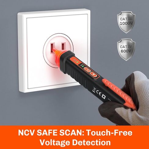 Non Contact Voltage Tester Pen, Electrical Tester Pen, AC 12/48-1000V Dual Sensitivity, Live/Neutral Wire Detector with LED Flashlight & Audible Alarm, Safety Certified, Breakpoint Finder in Kuwait