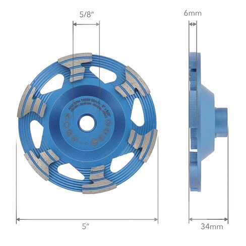 PRODIAMANT Fast Concrete Surface Grinding – 5" Diamond Cup Wheel for Masonry & Stone, Fits 5/8"-11 Angle Grinders in Saudi Arabia