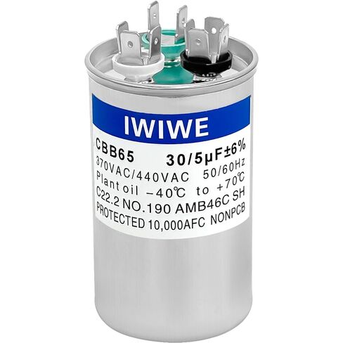 IWIWE 50 فائق التوهج (50 MFD) ± 5% 370/440/450VAC CBB65/CBB65B مكثف تشغيل التشغيل لوحدة التيار المتردد، محرك المروحة، مضخة حمام السباحة، مكثف الهواء in Saudi Arabia
