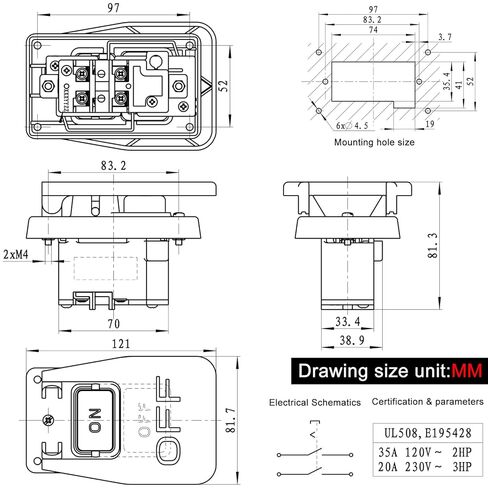 HY56 Universal 120V/230V Single-Phase Emergency Stop Switch for Woodworking Machinery & Industrial Equipment - 2-Pole Electromagnetic Motor Control (Compatible with KEDU HY56 Model) in Saudi Arabia