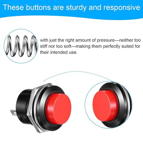 24 Pcs 16MM 5/8" Momentary Push Button Switch, High Round Waterproof Metal Shell on Off Switch, Self-Resetting with Screw Terminals, 3A 250V AC 2-Pin Self-Resetting Mini Round Switches (6 Colors) in Saudi Arabia