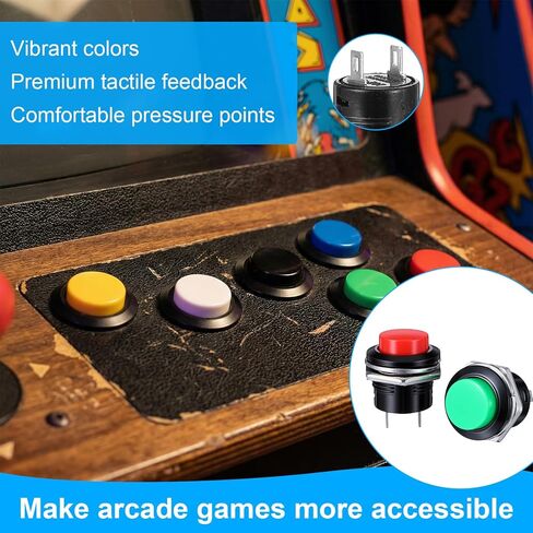 24 Pcs 16MM 5/8" Momentary Push Button Switch, High Round Waterproof Metal Shell on Off Switch, Self-Resetting with Screw Terminals, 3A 250V AC 2-Pin Self-Resetting Mini Round Switches (6 Colors) in Saudi Arabia