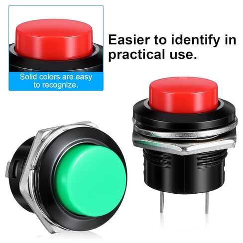 24 Pcs 16MM 5/8" Momentary Push Button Switch, High Round Waterproof Metal Shell on Off Switch, Self-Resetting with Screw Terminals, 3A 250V AC 2-Pin Self-Resetting Mini Round Switches (6 Colors) in Saudi Arabia