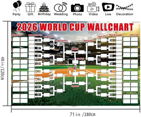 World Cup 2026 Finals Large Background Banner and Display of the 48 Teams in the Final Stage,71x43 In Football Game Wall Mural Decoration.Football gift. in Saudi Arabia