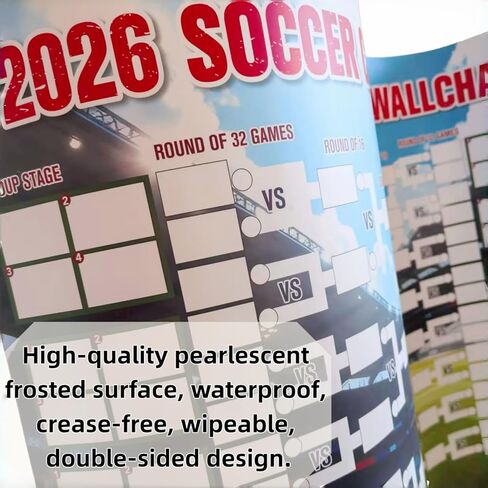 2026 Soccer Championship Schedule Poster & Final Round 48-Team Collection Reusable 2-in-1 Wall Chart with Wipeable Surface, Waterproof & Crease-Free (30.3x21.3 Inch) Football Gift for Soccer Fans in Saudi Arabia