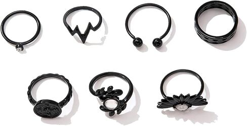 Gothic Ring Set for Women Vintage Stackable Spider Snake Ring Set Dark Style Black Knuckle Rings Goth Red White Turquoise Rings Halloween Birthday Party Jewelry in Kuwait